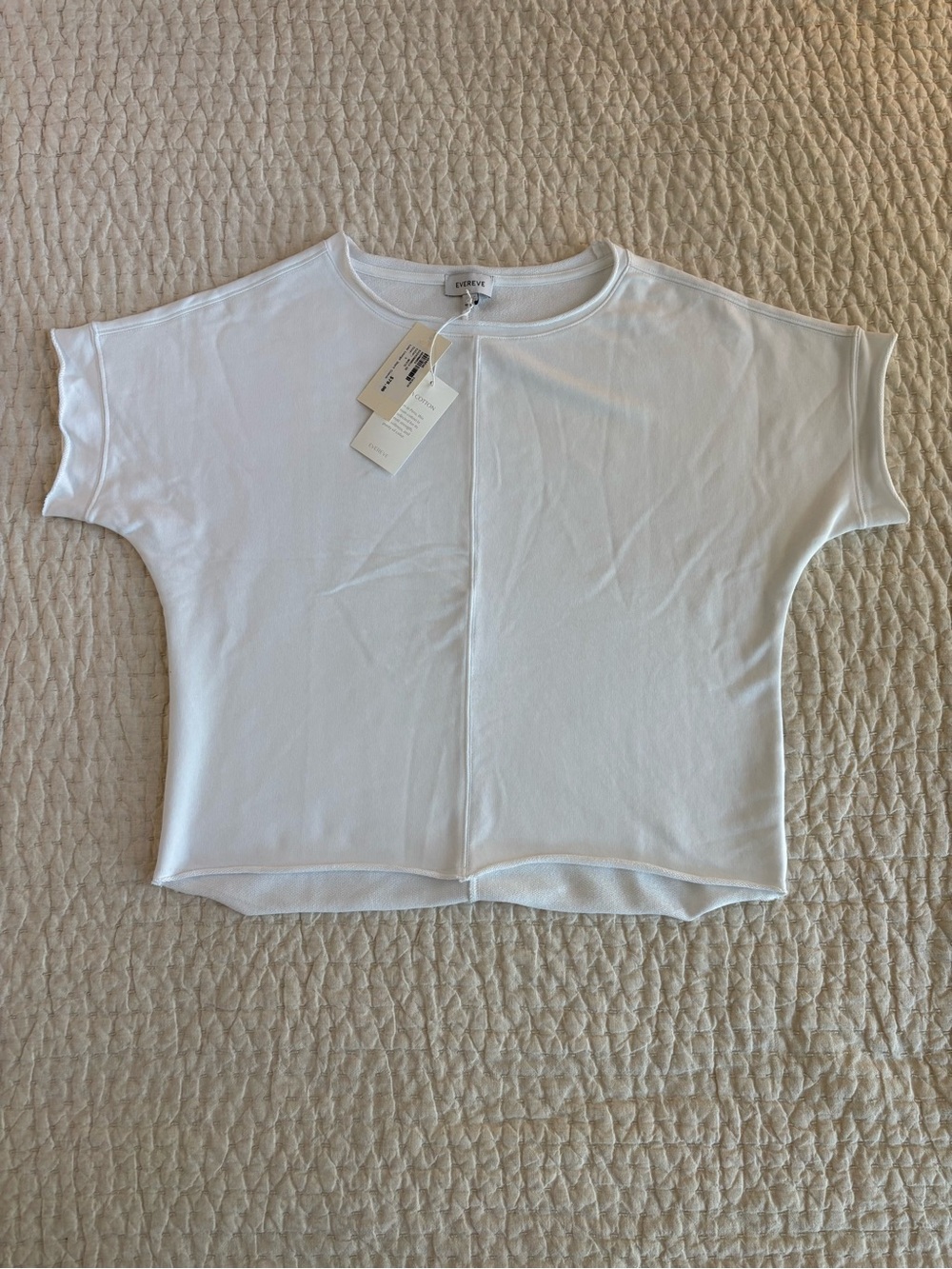 NWT Evereve White Short Sleeve Sweatshirt Tee
